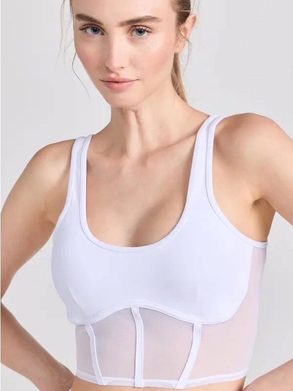 Alo Yoga Airbrush Mesh Corset Tank In White S